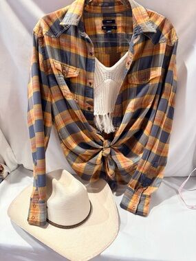 GAP Classic Unisex flannel w snaps&vintage Wrangler tee custom made pinhole scuf